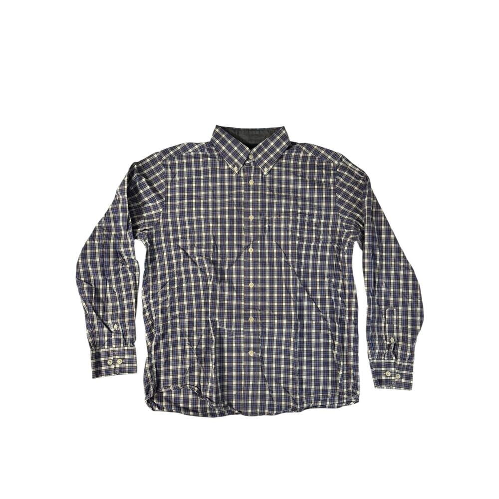 Tommy Hilfiger Mens Shirt Button Down Blue & Red Plaid  - Size Large